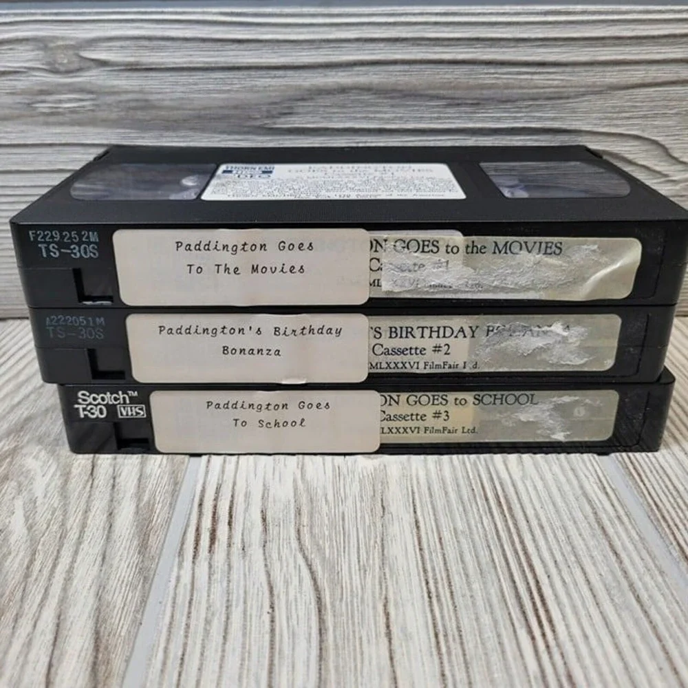 3 Paddington Bear VHS Kids Black Goes to School Movies Birthday Bonanza 1986